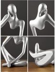 Silver Thinker Statue Set - 3 Piece Modern Decor