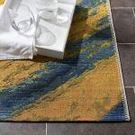 Tropical Wave Indoor/Outdoor Area Rug, Blue/Gold