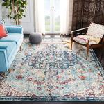 Navy & Light Blue Boho Chic Area Rug, 9' Square