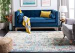 Navy & Light Blue Boho Chic Area Rug, 9' Square