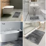 Soft Gray Non-Slip Bathroom Rug, Machine Washable
