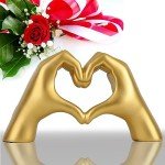 Gold Heart Hands Statue for Modern Home Decor