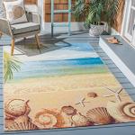 Barbados Tropical Beach Seashell Area Rug, 6'6" x 9'4