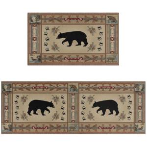 Rustic Bear Kitchen Rugs - 2 Piece Set
