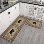 Rustic Bear Kitchen Rugs - 2 Piece Set