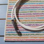 Ivory and Blue Indoor/Outdoor Area Rug, 5'3" x 7'6