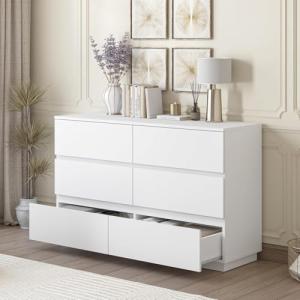 Merryluk 6 Drawer White Tallboy Dresser Chest