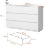 Merryluk 6 Drawer White Tallboy Dresser Chest