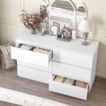 Merryluk 6 Drawer White Tallboy Dresser Chest