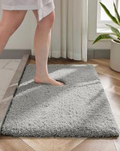 Extra Soft Non-Slip Microfiber Bath Rug, Grey