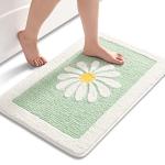 Light Green Daisy Bath Mat - Soft & Non-Slip