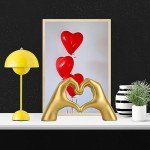 Gold Heart Hands Statue for Modern Home Decor