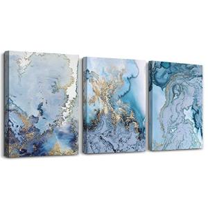 Blue Abstract Watercolor Canvas Wall Art Set