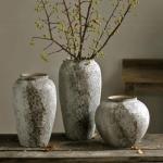 Rustic Tall Ceramic Flower Vase for Farmhouse Decor
