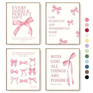 Pink Bow Wall Art Decor for Teen Rooms