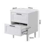 White Nightstand with 2 Drawers for Bedroom