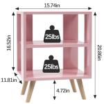 Pink Kids Nightstand with Open Storage Space