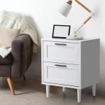 White Nightstand with 2 Drawers for Bedroom