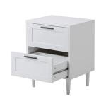 White Nightstand with 2 Drawers for Bedroom