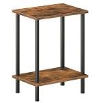 HOOBRO Rustic Brown Side Table with Storage Shelves