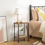 HOOBRO Rustic Brown Side Table with Storage Shelves