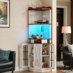 72" Tall Farmhouse Corner Wine Bar Cabinet