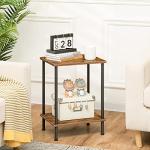HOOBRO Rustic Brown Side Table with Storage Shelves