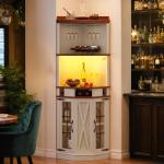 72" Tall Farmhouse Corner Wine Bar Cabinet