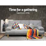3-Seater Grey Sofa Bed with Cup Holders