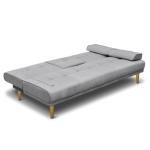 3-Seater Grey Sofa Bed with Cup Holders