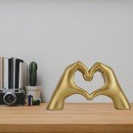 Gold Heart Hands Statue for Modern Home Decor