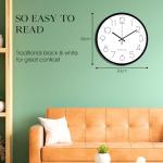 Black & White Non-Ticking Wall Clock 30cm