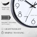 Black & White Non-Ticking Wall Clock 30cm