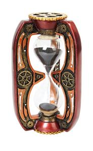 Red Steampunk Sand Timer Hourglass Figurine - 16cm