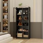 Dystler Tall Bookcase with LED Light and Doors