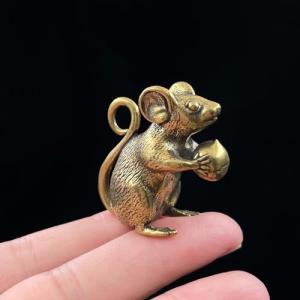 Brass Mouse Figurine Set for Home Decor