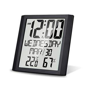 Lancoon Large Screen Digital Wall Clock with Temp Display