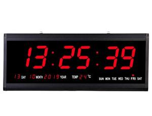 Large LED Digital Wall Clock with Indoor Temperature