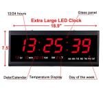 Large LED Digital Wall Clock with Indoor Temperature