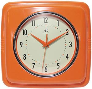 Orange Mid Century Modern Square Wall Clock
