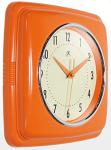 Orange Mid Century Modern Square Wall Clock