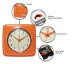 Orange Mid Century Modern Square Wall Clock