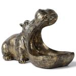 Whimsical Hippo Resin Statue and Candy Dish