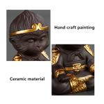 Chinese Purple Clay Kung Fu Tea Set with Monkey King Statue