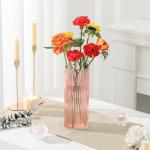 YANWE1 Pink Glass Vase, Glass Flower Vase, Ribbed Glass Vase, Pink Vase, Tall Cylinder Glass Vase for Centerpieces, Living Room, Bedroom, Dining Table, Office, Wedding, Bookshelf Decoration,10 Inches