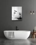 iHery Large Framed Funny Bathroom Wall Art Decor, Quality Canvas 12x16in Black and White Wall Art Pictures, Wood Penguin Bathing Animals Abstract Prints for Bedroom Kids Room 1 Pack