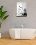 iHery Large Framed Funny Bathroom Wall Art Decor, Quality Canvas 12x16in Black and White Wall Art Pictures, Wood Penguin Bathing Animals Abstract Prints for Bedroom Kids Room 1 Pack