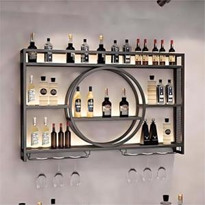 Black Wall Mounted 3-Tier Wine Rack