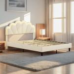 Elegant Queen Bed Frame with Floral Headboard