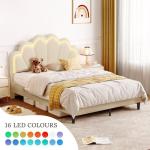 Elegant Queen Bed Frame with Floral Headboard